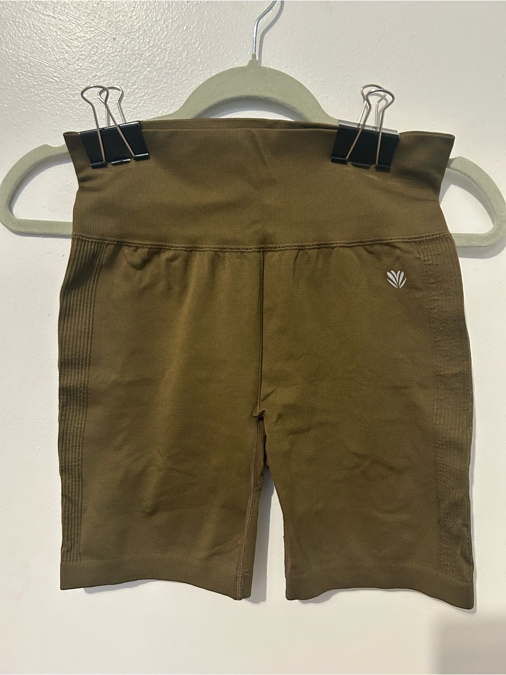 High-Waist Olive Green Bike Shorts